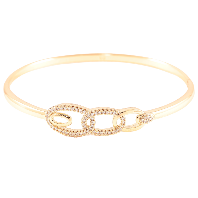 Браслет Xuping Позолота 18K  «Візерунок овали з цирконієм» ø 6см фото №1