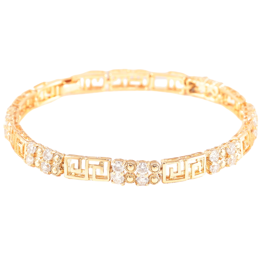 Браслет Xuping Позолота 18K Резной узор с цирконием длинна 19см х 6мм фото №1