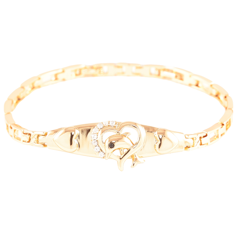 Браслет Xuping Позолота 18K Дельфин в сердечке длинна с доп.замком 17,19см х 4мм фото №4