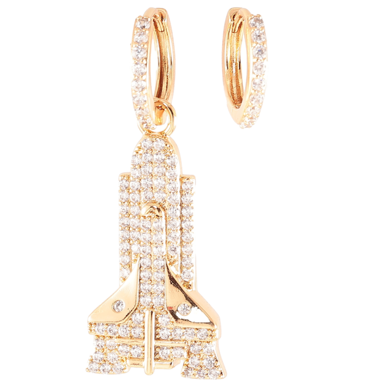 Сережки Xuping Позолота 18K підвіски на колечках «Асиметричні, декоративна підвіска з цирконієм» 2 в 1 фото №1