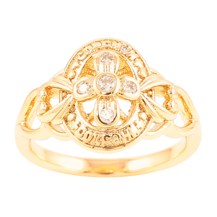 Каблучка Xuping Позолота 18K Напис «Спаси і Збережи» з декоративним візерунком» фото №13