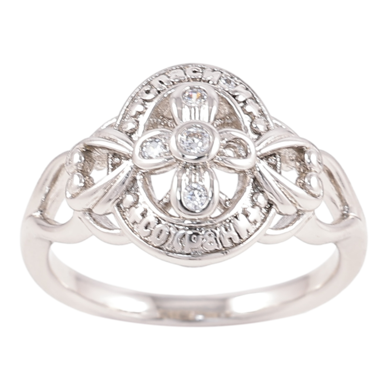 Каблучка Xuping Родій Напис «Спаси і Збережи» з декоративним візерунком» фото №1 Каблучка Xuping Родій Напис «Спаси і Збережи» з декоративним візерунком» фото №1