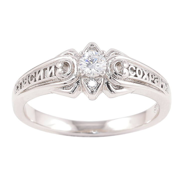 Каблучка Xuping Родій Напис «Спаси і Збережи» з цирконієм» фото №12