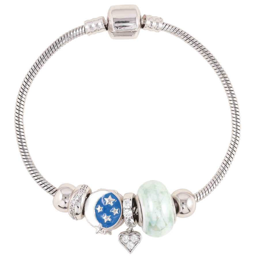 Браслет Xuping Родій У стилі Pandora Ювелірний шнур з намистинами довжина 18см х 3мм фото №1