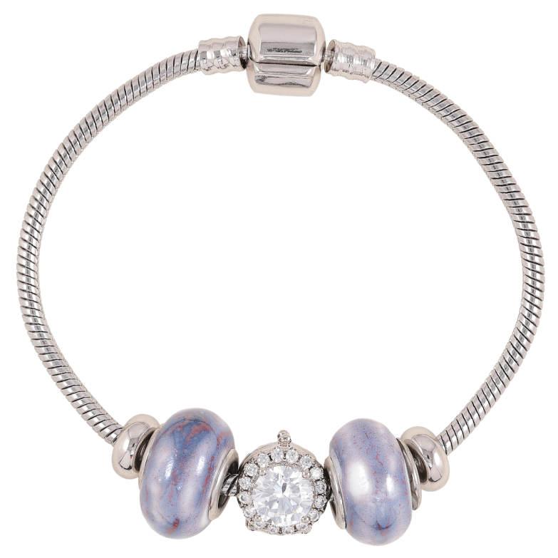 Браслет Xuping Родій У стилі Pandora Ювелірний шнур з намистинами довжина 18см х 3мм фото №1