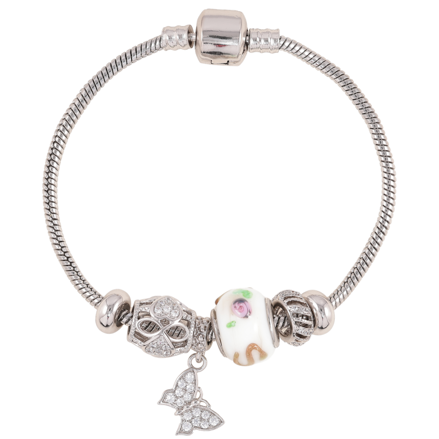 Браслет Xuping Родій У стилі Pandora Ювелірний шнур з намистинами довжина 18см х 3мм фото №1