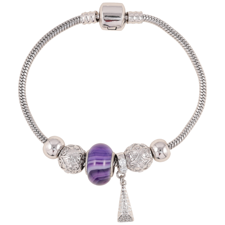 Браслет Xuping Родій У стилі Pandora Ювелірний шнур з намистинами довжина 18см х 3мм фото №1