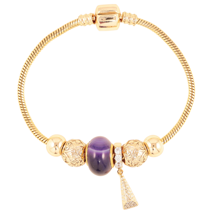 Браслет Xuping Позолота 18K У стилі Pandora Ювелірний шнур з намистинами довжина 18см х 3мм фото №1