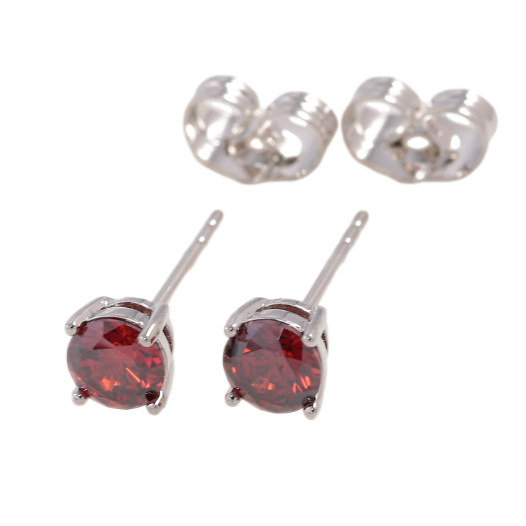 Серьги Xuping Родий пусеты Красные фианиты в 4-х крапановой оправе ø 5мм фото №10