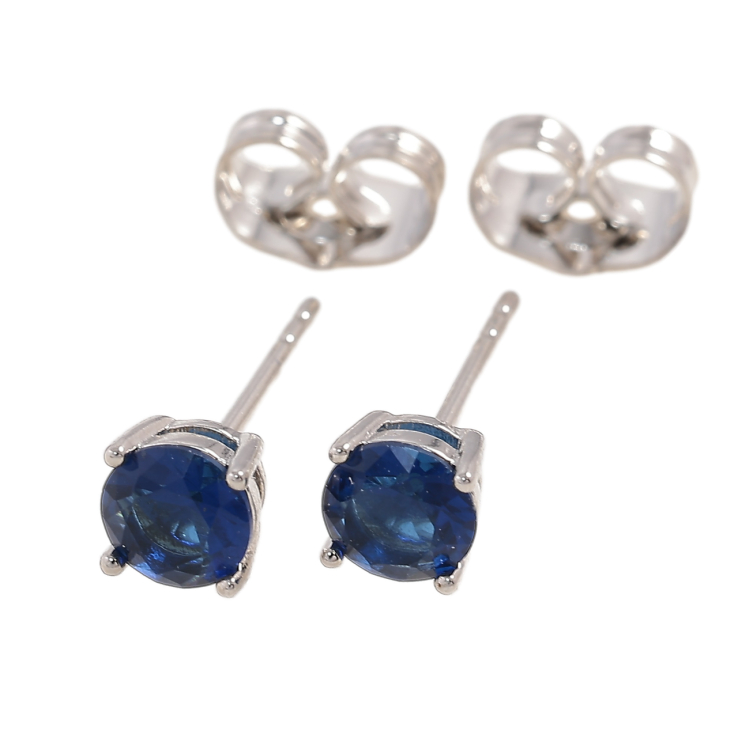 Сережки Xuping Родій пусети «Сині фіаніти в 4-х крапановій оправі» ø 5мм фото №16
