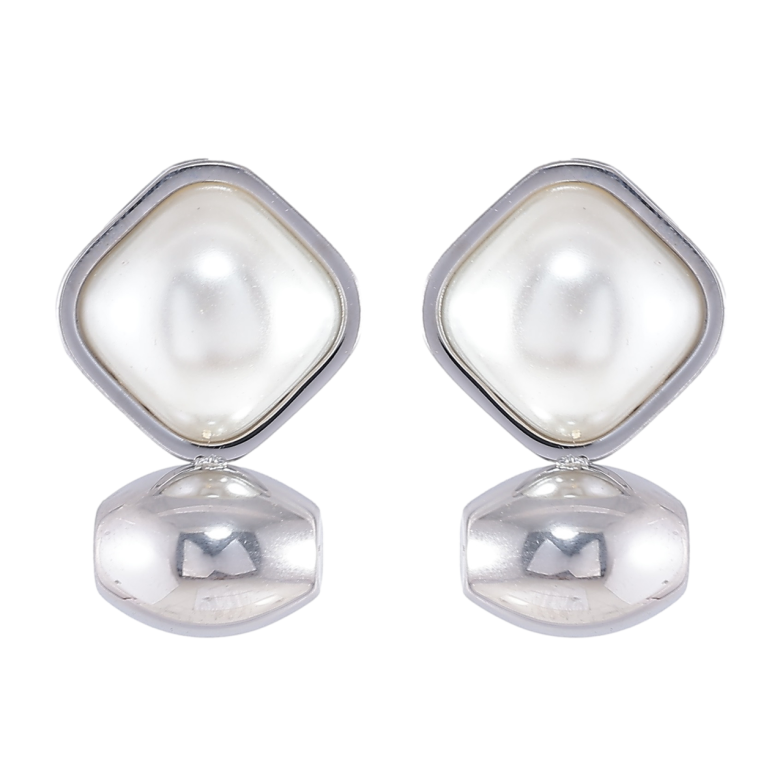 Сережки Xuping TTM Stainless Steel колір Родій пусети «Фігурні з перловими вставками» фото №1