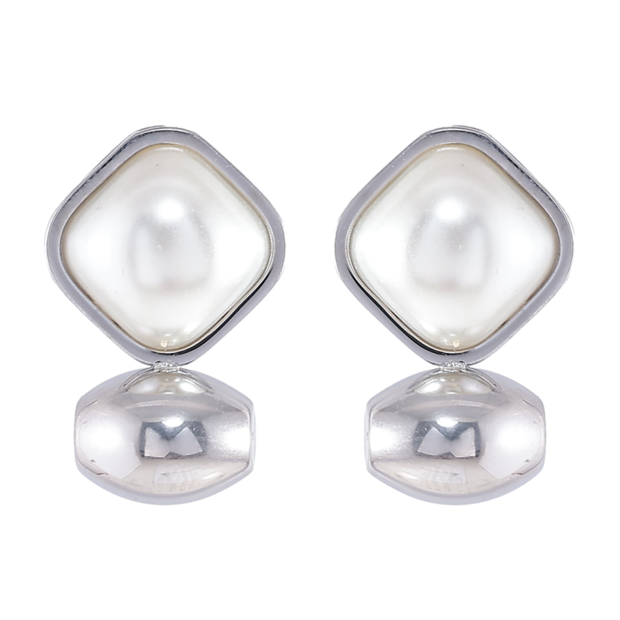 Серьги Xuping TTM Stainless Steel цвет Родий пусеты Фигурные с жемчужными вставками фото №1