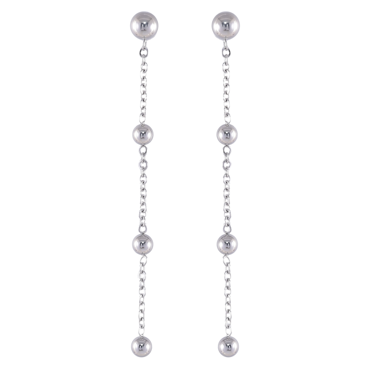 Серьги Xuping TTM Stainless Steel цвет Родий пусеты Подвески шарики на цепочке фото №8