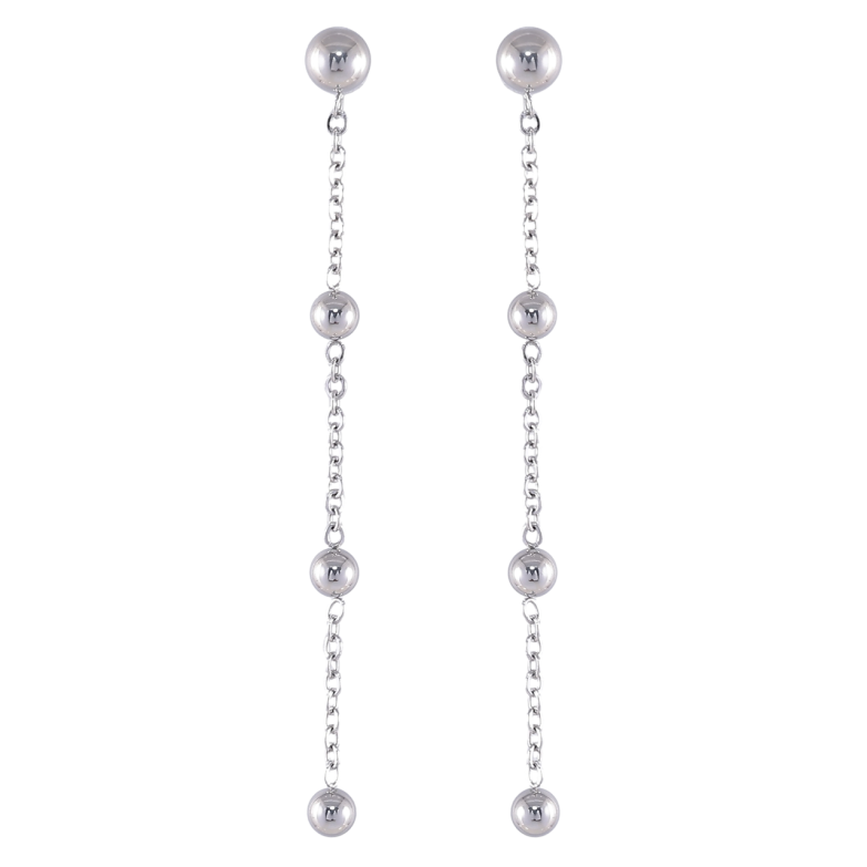 Серьги Xuping TTM Stainless Steel цвет Родий пусеты Подвески шарики на цепочке фото №1