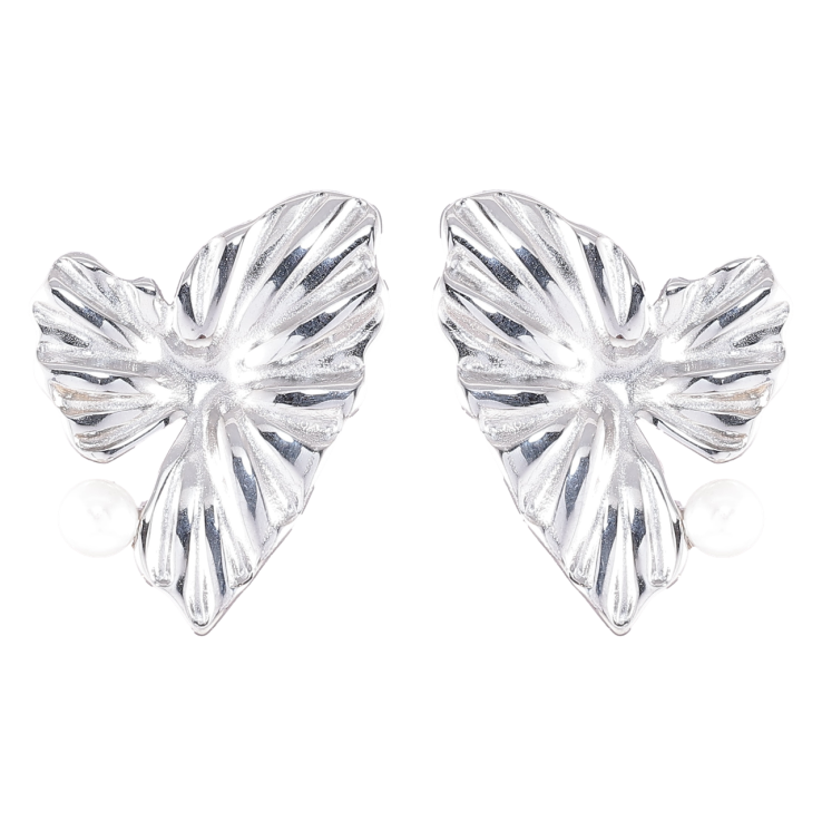 Серьги Xuping TTM Stainless Steel цвет Родий пусеты Декоративные сердечки с жемчужинами фото №17