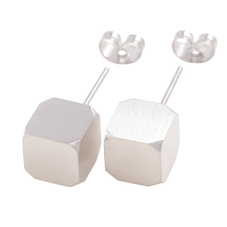 Серьги Xuping TTM Stainless Steel цвет Родий пусеты Кубики 8х8мм фото №13