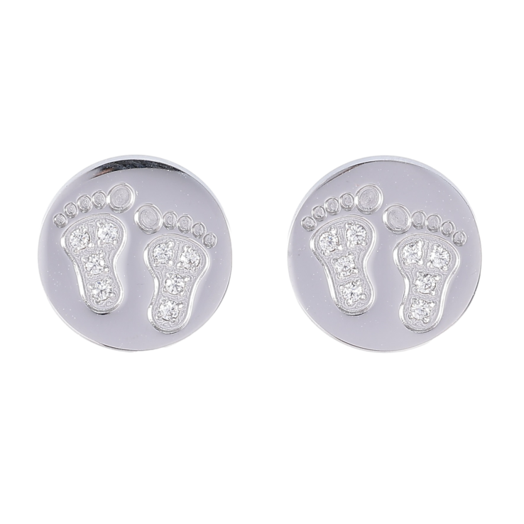 Серьги Xuping TTM Stainless Steel цвет Родий пусеты Круги с детскими следами ø 12мм фото №16