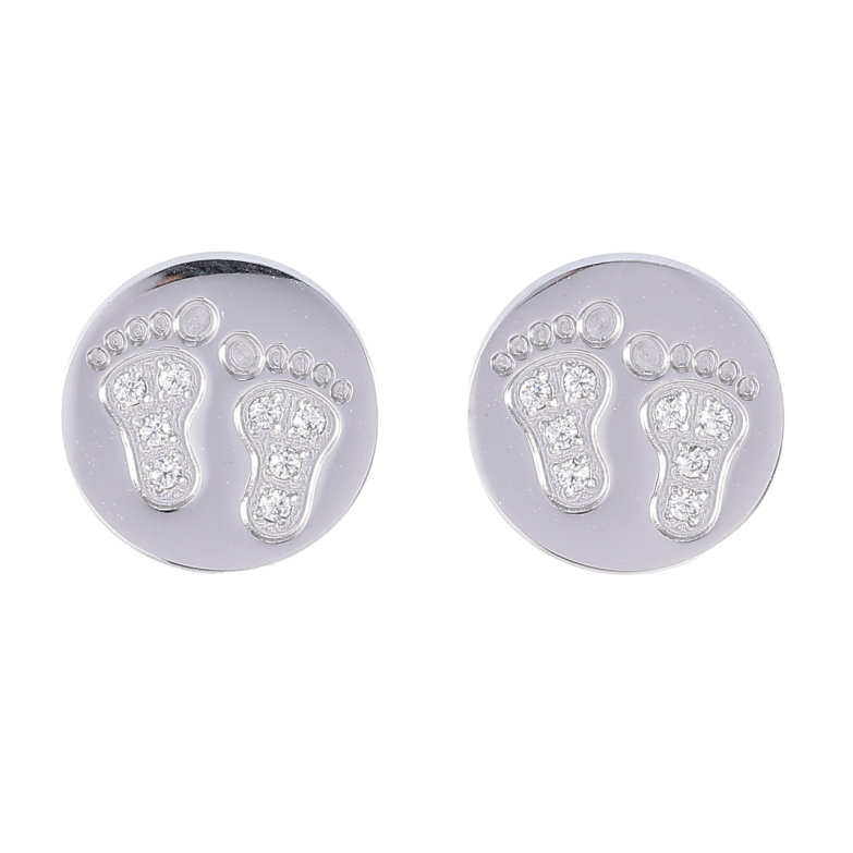 Сережки Xuping TTM Stainless Steel колір Родій пусети «Кола з дитячими слідами» ø 12мм фото №3