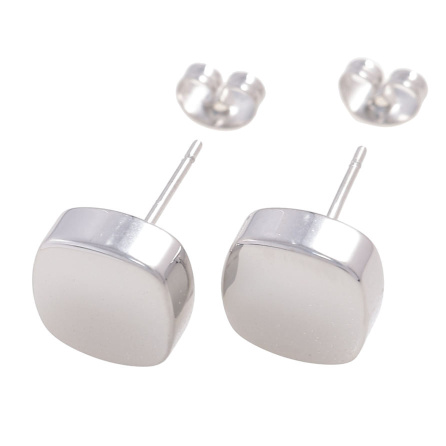 Серьги Xuping TTM Stainless Steel цвет Родий пусеты Квадратные 10х10мм фото №1