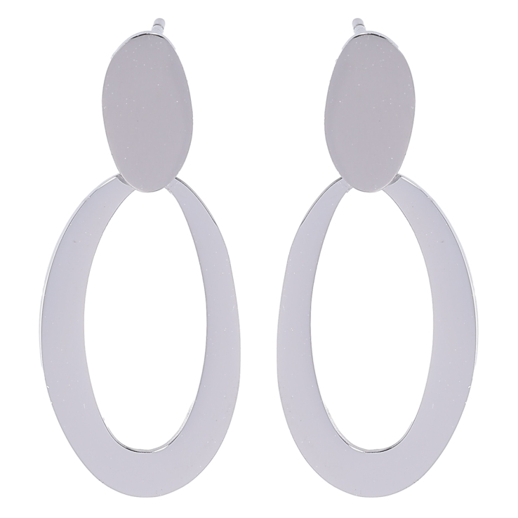 Серьги Xuping TTM Stainless Steel цвет Родий пусеты Овальные подвески фото №11