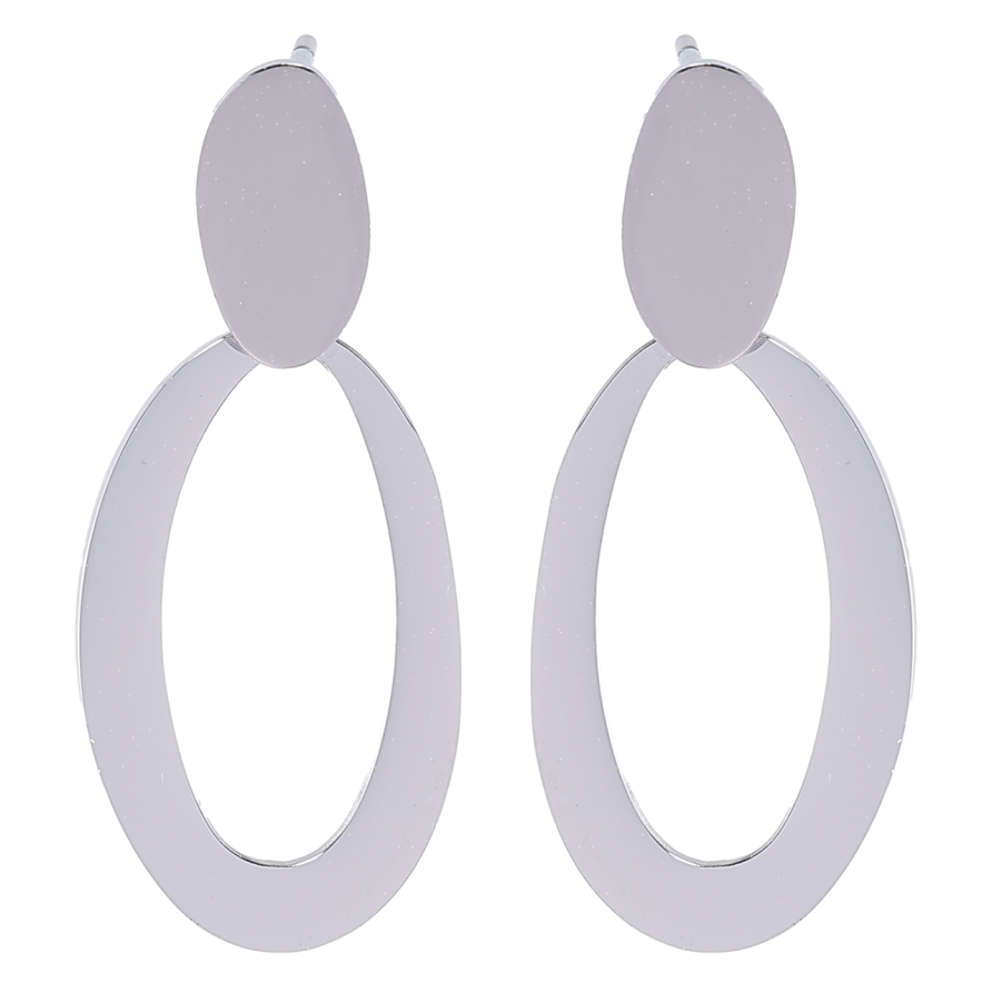 Серьги Xuping TTM Stainless Steel цвет Родий пусеты Овальные подвески фото №1