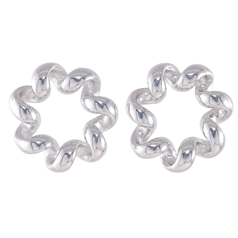 Сережки Xuping TTM Stainless Steel колір Родій пусети «Спіральки» фото №7