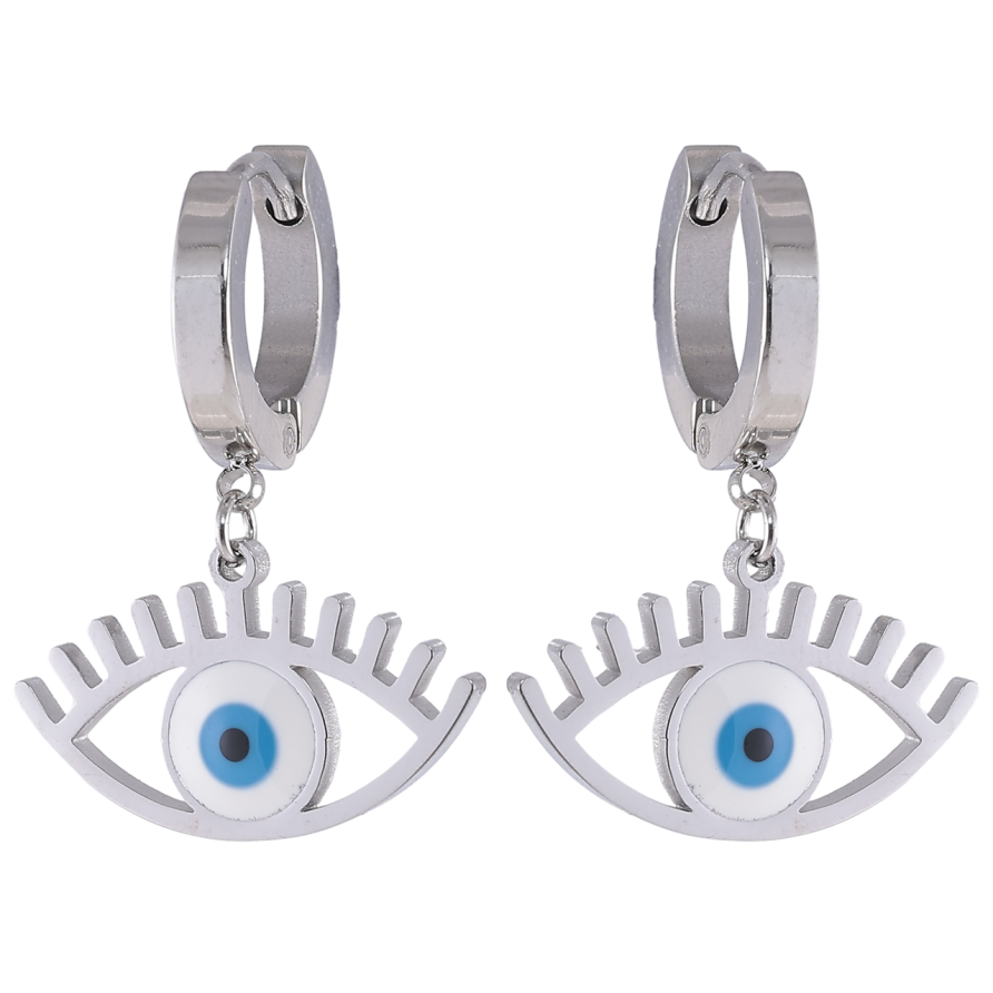 Серьги Xuping TTM Stainless Steel цвет Родий подвески на колечках Оберег Глаз Фатимы фото №1