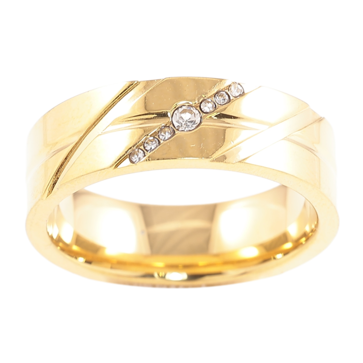 Кольцо Xuping TTM Stainless Steel Цвет 14К Узор с цирконием,  шир. 6.5мм фото №17