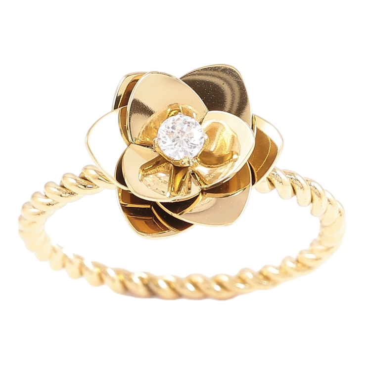 Кольцо Xuping TTM Stainless Steel Цвет 14К Цветочек фото №6