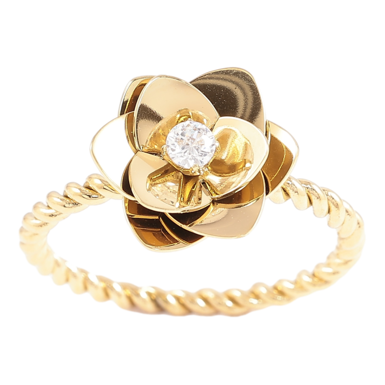 Каблучка Xuping TTM Stainless Steel Колір 14К «Квіточка» фото №7