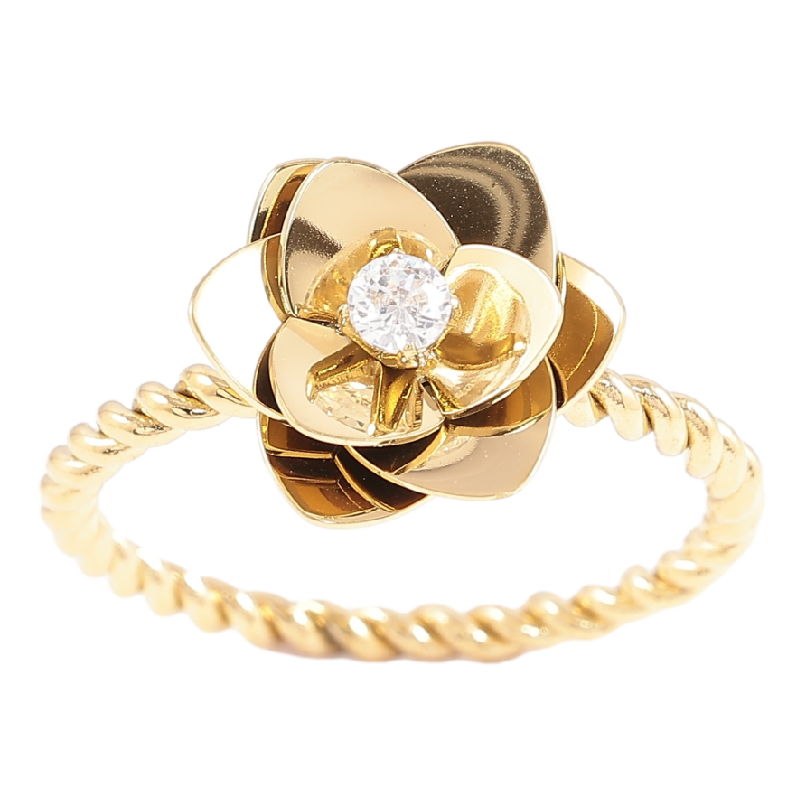 Кольцо Xuping TTM Stainless Steel Цвет 14К Цветочек фото №1