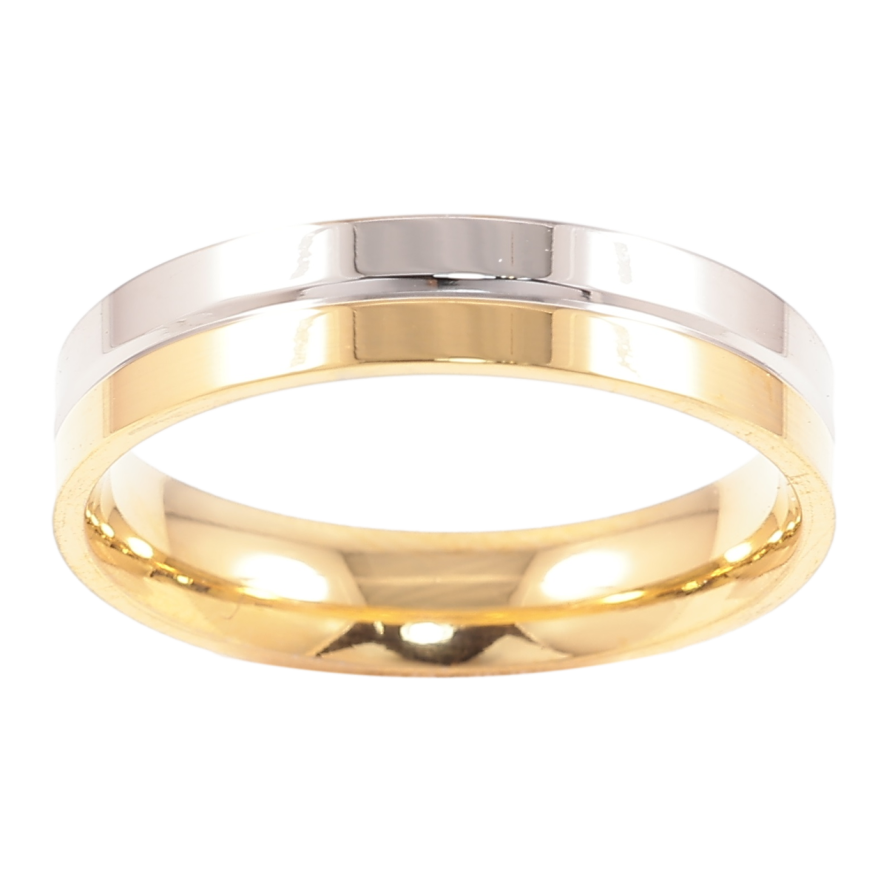 Кольцо Xuping TTM Stainless Steel Цвет 14К + Родий Классика,  шир. 4мм фото №1