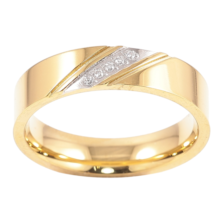 Кольцо Xuping TTM Stainless Steel Цвет 14К + Родий Узор с цирконием,  шир. 5мм фото №18