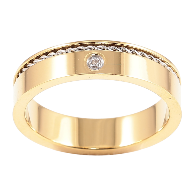 Кольцо Xuping TTM Stainless Steel Цвет 14К + Родий Узор с вставкой циркония, шир. 5мм фото №20