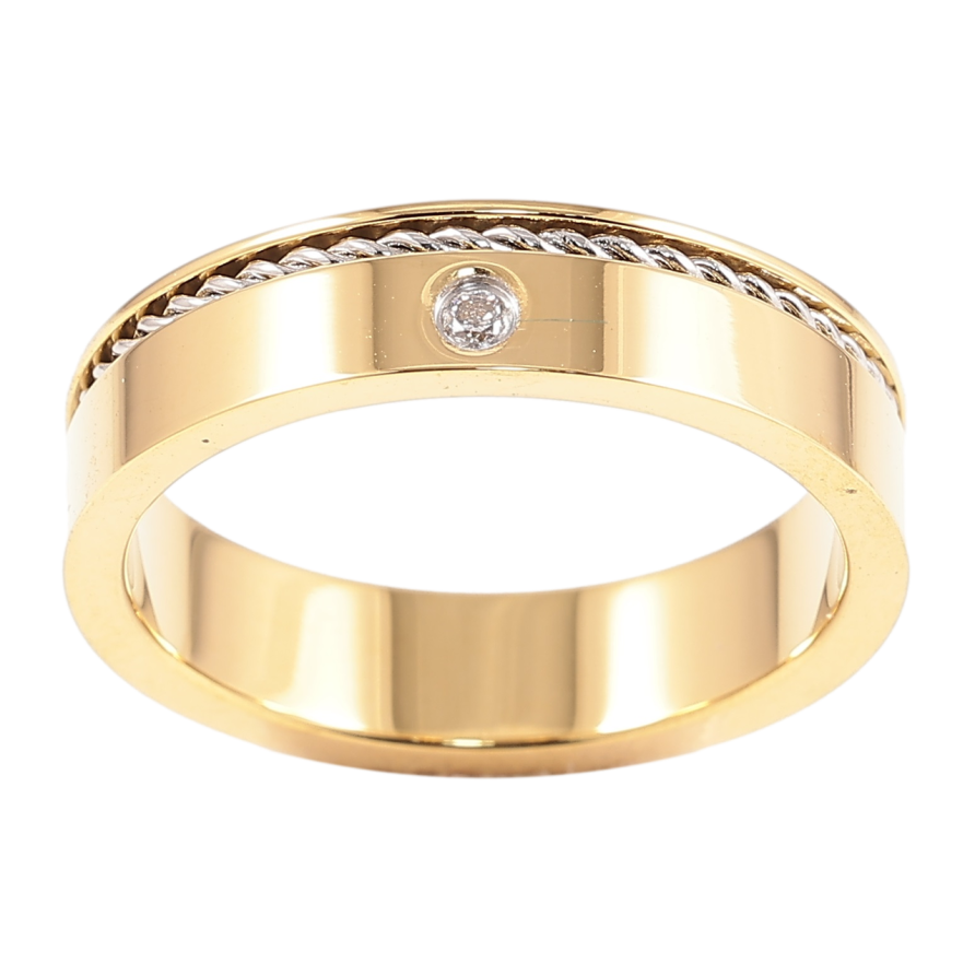 Кольцо Xuping TTM Stainless Steel Цвет 14К + Родий Узор с вставкой циркония, шир. 5мм фото №1