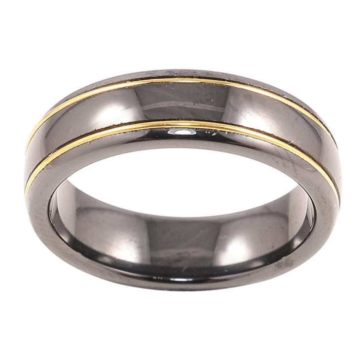 Каблучка Xuping Кераміка + 14К Чорна кераміка з візерунком, шир. 6мм» фото №24