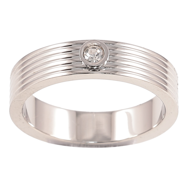 Кольцо Xuping TTM Stainless Steel Цвет Родий Узор с цирконием, шир. 5мм фото №1