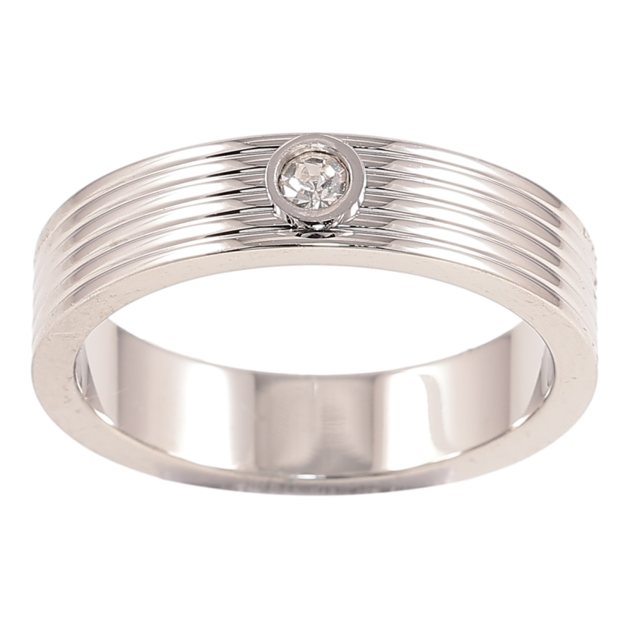 Кольцо Xuping TTM Stainless Steel Цвет Родий Узор с цирконием, шир. 5мм фото №1