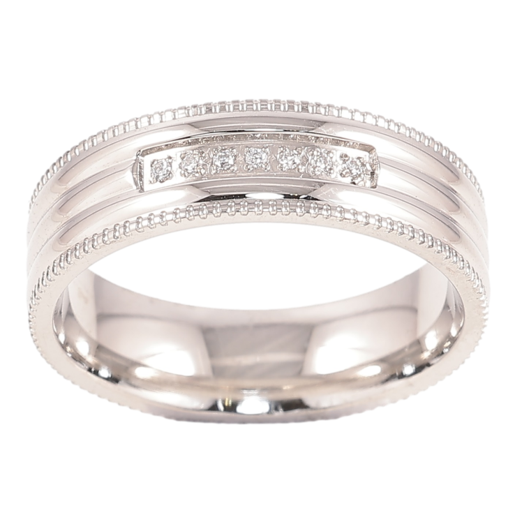 Кольцо Xuping TTM Stainless Steel Цвет Родий Декоративный узор с цирконием, шир. 6мм фото №13