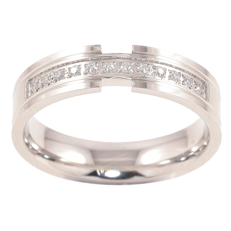 Кольцо Xuping TTM Stainless Steel Цвет Родий Дорожка циркония, шир. 5мм фото №5