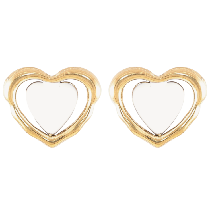 Серьги Xuping TTM Stainless Steel цвет 14K пусеты Сердечки с белой эмалью фото №13