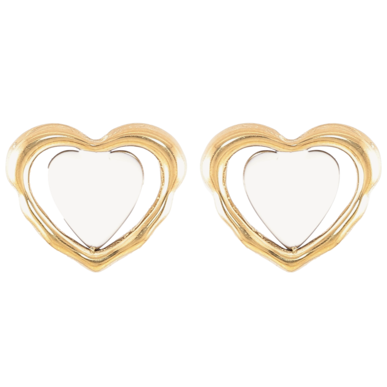 Серьги Xuping TTM Stainless Steel цвет 14K пусеты Сердечки с белой эмалью фото №1