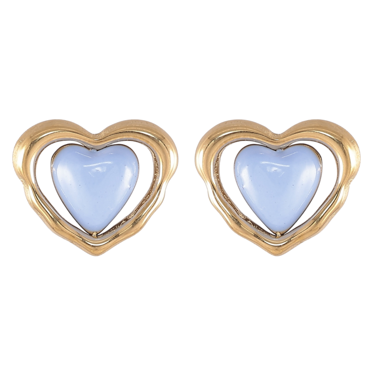 Серьги Xuping TTM Stainless Steel цвет 14K пусеты Сердечки с голубой эмалью фото №12