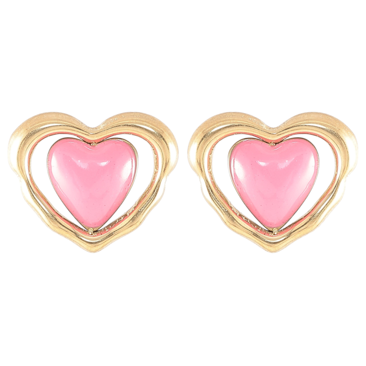 Серьги Xuping TTM Stainless Steel цвет 14K пусеты Сердечки с розовой эмалью фото №11