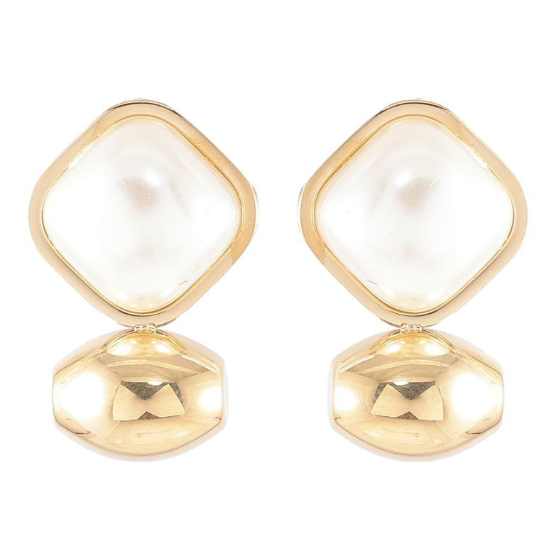 Серьги Xuping TTM Stainless Steel цвет 14K пусеты Фигурные с жемчужными вставками фото №1