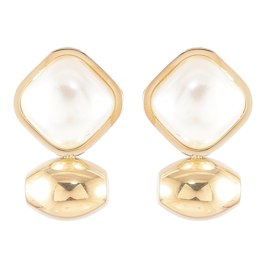 Серьги Xuping TTM Stainless Steel цвет 14K пусеты Фигурные с жемчужными вставками фото №1