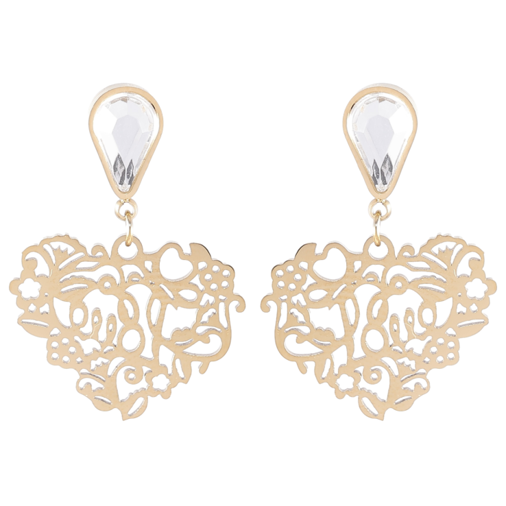 Серьги Xuping TTM Stainless Steel цвет 14K пусеты Подвески ажурные сердечки фото №20