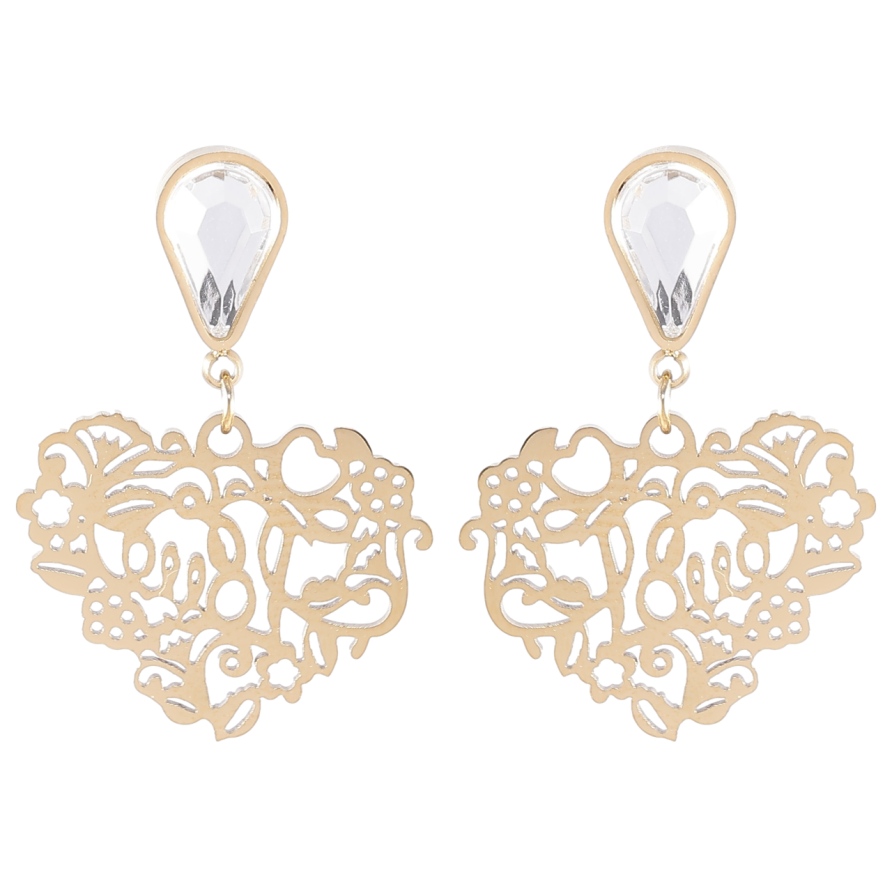 Серьги Xuping TTM Stainless Steel цвет 14K пусеты Подвески ажурные сердечки фото №1