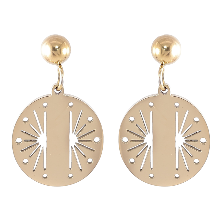 Серьги Xuping TTM Stainless Steel цвет 14K пусеты Круглые подвески с узором фото №24