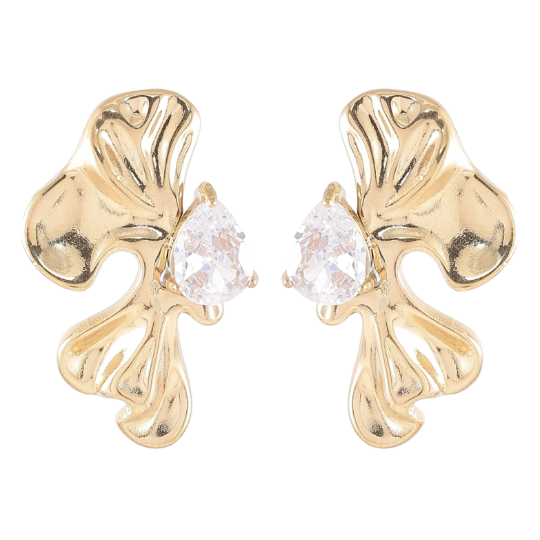 Сережки Xuping TTM Stainless Steel колір 14K пусети «Декоративні з кристалами» фото №1